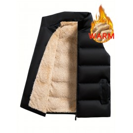 Men's Warm Fleece Stand Collar Winter Vest For Outdoor Activities