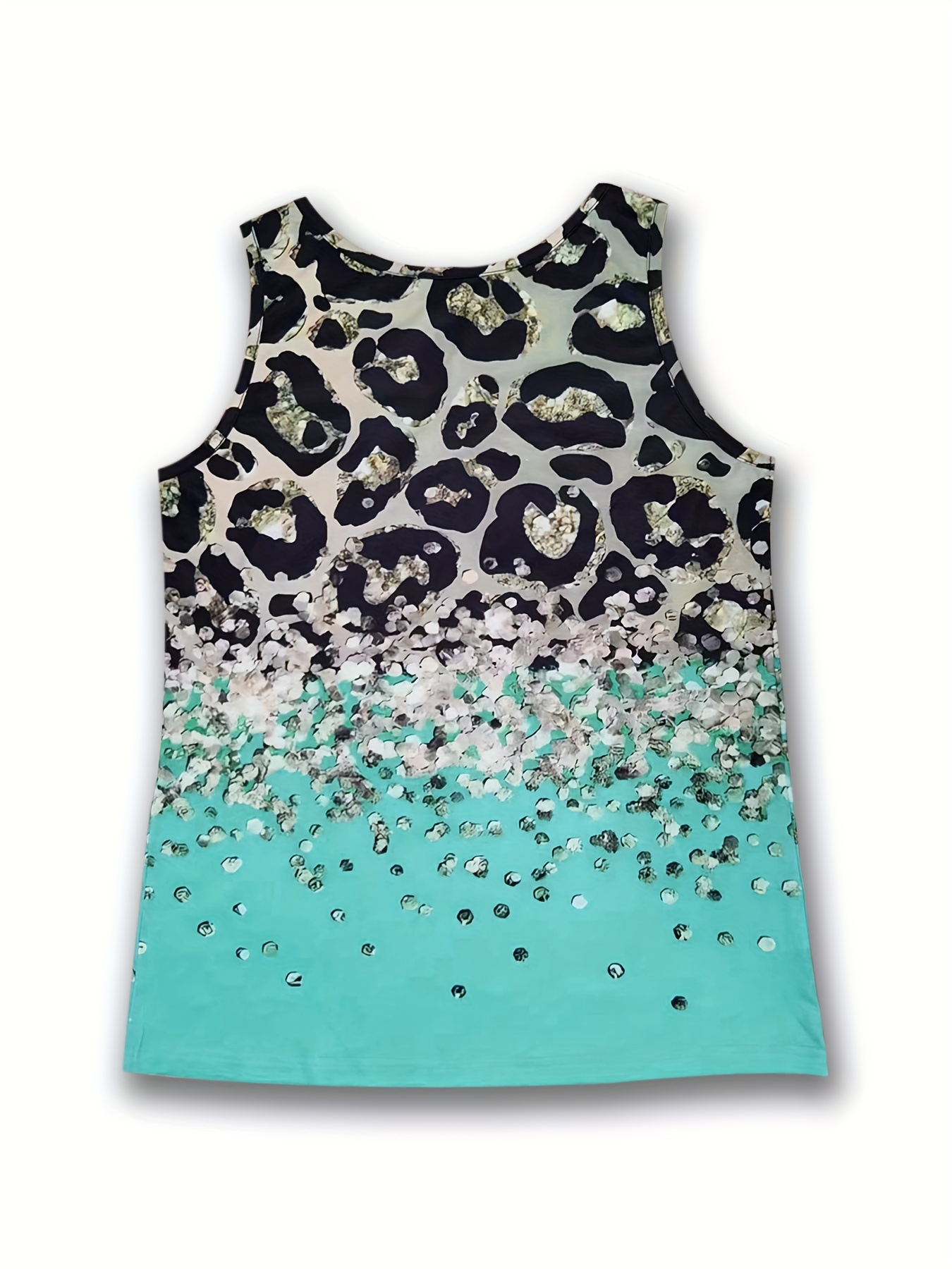 leopard sequin print tank top casual summer sleeveless top womens clothing details 0