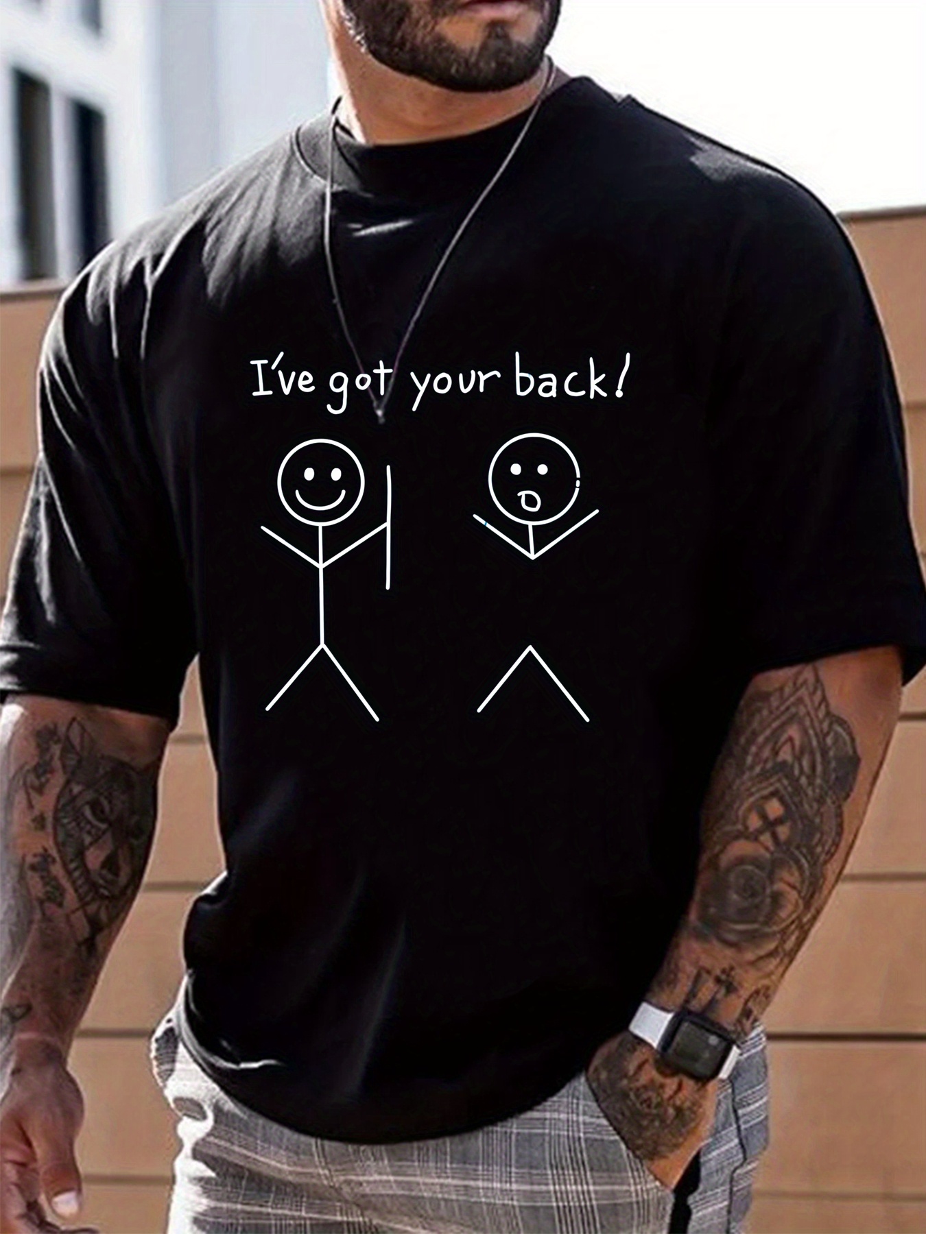 graphic t shirt, ive got your back simple drawing mens graphic t shirt casual comfy tees for summer details 1