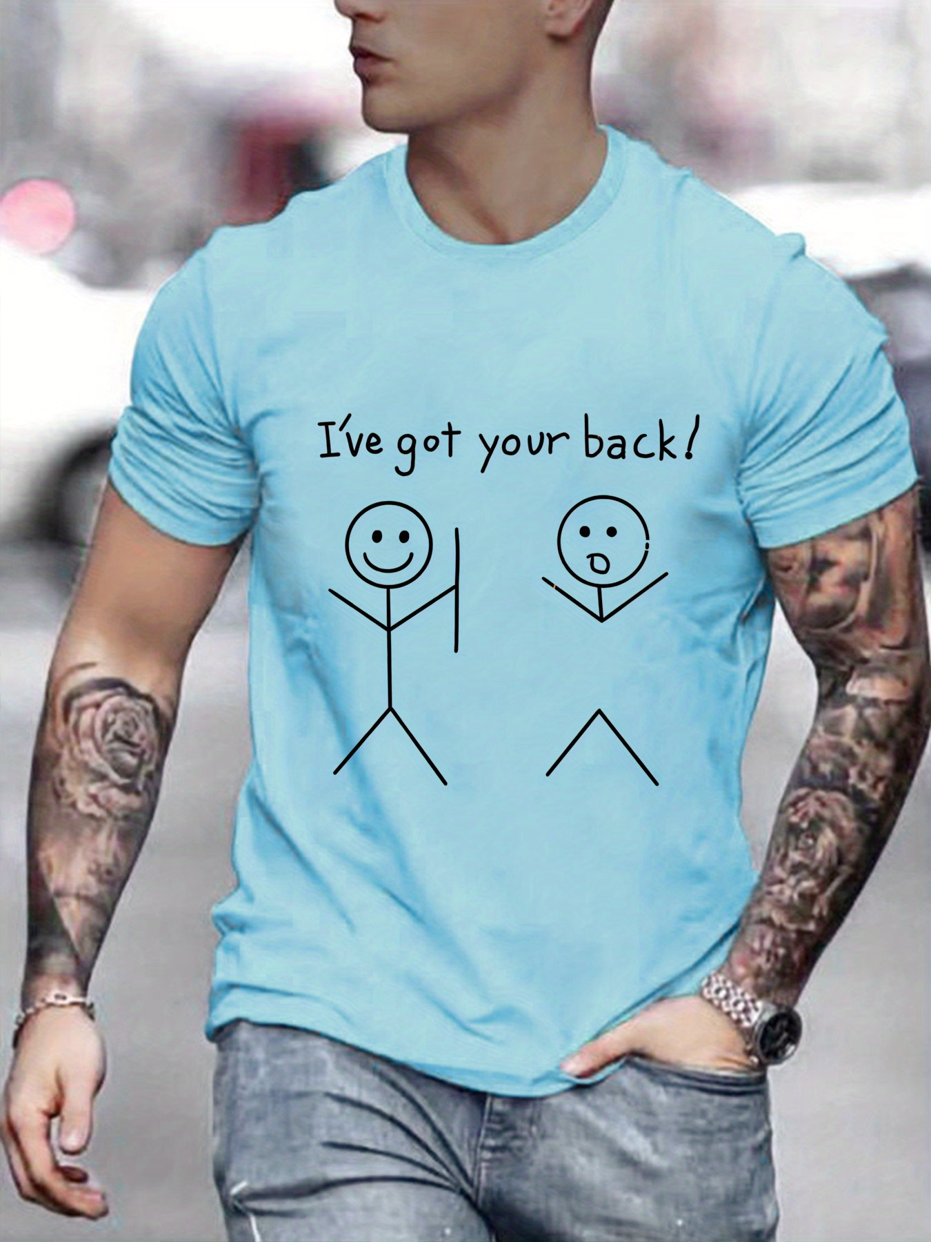 graphic t shirt, ive got your back simple drawing mens graphic t shirt casual comfy tees for summer details 3