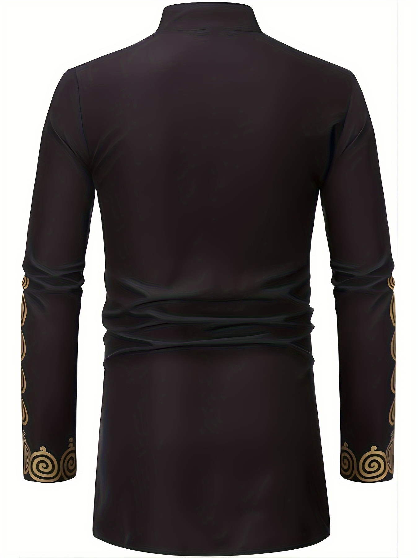 mens traditional long sleeve casual african lightweight long shirt cheongsam collar style details 5