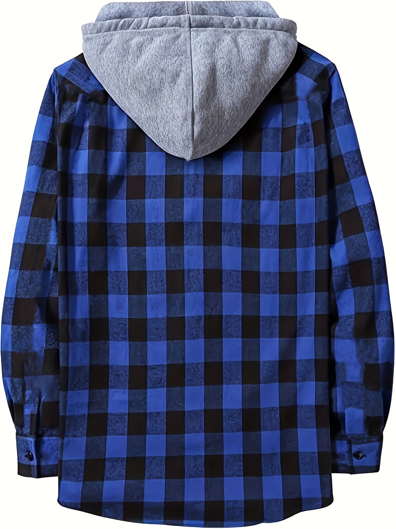 plaid pattern mens long sleeve hooded shirt with chest pocket drawstring mens casual spring fall clothing details 40