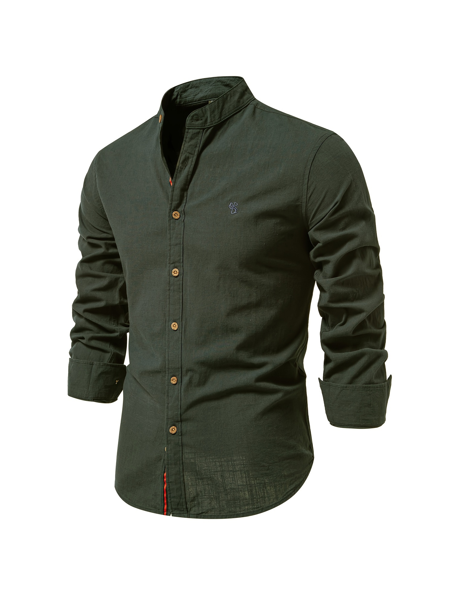 mens cotton long sleeve shirts mens clothes details 0